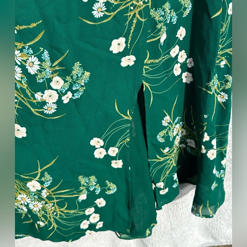 Reformation Ingrid Green Floral Tie Strap Mini Dress Smocked Back Slit Size 8 10 - Picture 6 of 8